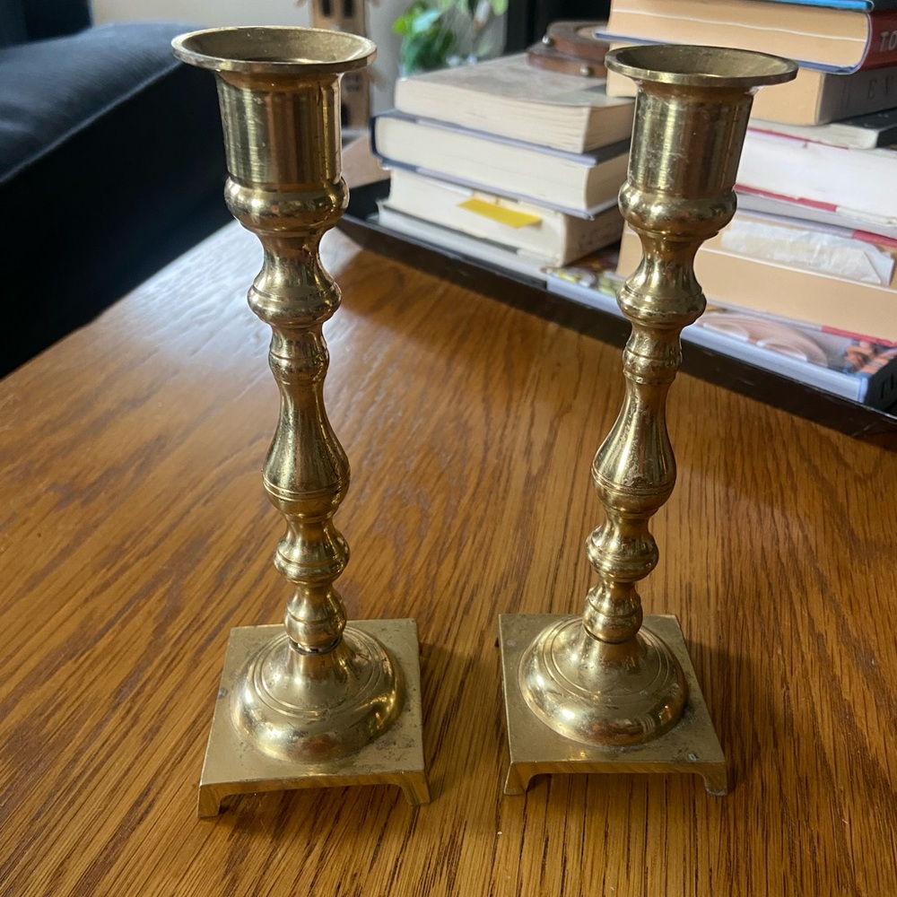2 Vintage Japan Brass Candlestick Holders